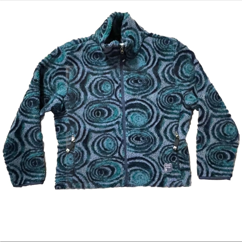 Vintage Fila Jacket Fleece Abstract Pattern Full Zip Multicolor Sz Large